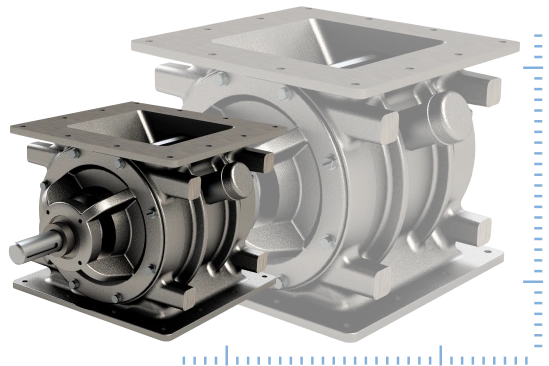 CI valves with ruler lines.